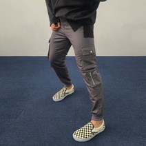 일이오 남자 사계절 사이드지퍼 포켓 밴딩 카고 조거팬츠