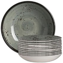 멜라민 디너 플레이트 브레이크 방지 상업용 식품 서비스 레스토랑 등급 12P, 회색, 8.5 원형  27온스 그릇