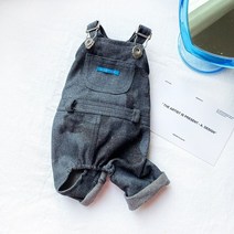 강아지 멜빵 치마 바지 진 데님 진청, 2XL, 블랙 멜빵바지