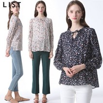 리스트 리스트 타이넥 프릴 플로럴 블라우스