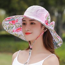 ROGBID 우아한 큰 챙 모자 여성 여름 달콤한 꽃 활 태양 모자 여행 신선한 해변 모자
