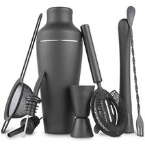 스텐 칵테일 스탠다드 세트 600ml 칵테일 셰이커 홈바용품 8종세트 HSTJQTZ-1, 검정색