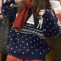 마이시즌 여성용 러블리 눈꽃 루돌프 니트