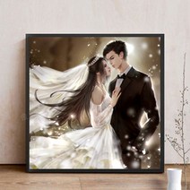 푸아이 3D 보석십자수 웨딩 커플 +행운십자수(30x30) 사칭업체주의 판매자 푸아이 꼭 확인후 주문 PW597, 1세트, 70x70cm