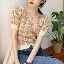 이거다이거-918-꽃무늬브이넥크롭가디건