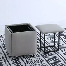 Apnoo 5 in 1 멀티 콤비 접이식 수납 스툴 가정용 거실 소파 화장대 스툴 인테리어의자, 36*36*36(티테이블협), 그레이