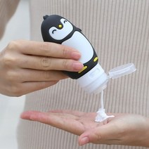 펭귄 여행용 실리콘 공병 90ml 화장품 샴푸 린스 로션 소분 리필 통 용기, 민트