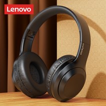 Lenovo TH40 스테레오 무선 헤드폰 블루투스 이어폰 HIFI 음질 이어 버드 스마트 소음 차단 헤드셋, Black, Black