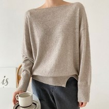 라쿤 울 드롭 숄더 보트넥 니트