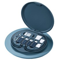 Yesimla USB 어댑터 케이블 변환 보관함 다중 유형 충전 라인 변환기 Lightning Type C 마이크로 데이터 전송 도구에는 Sim 카드 슬롯 트레이 꺼내기 핀이 포함, Midnight Blue