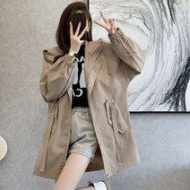 [하나비] 디스히미나이루 여성 봄 가을 4컬러 무지 후드넥 집업 주머니 환절기 트렌치코트