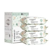 The Honest Company 아기 물티슈 576장 블루 이카트 99% 이상 물 순수 부드러움 식물성 무향 매우 두껍고 잘 찢어지지 않는 USA 미국, 72 Count (Pack of 4), Geo Mood