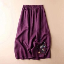 여성 봄 가을 코듀로이 스커트 데일리 캐주얼 롱스커트 미니 심플 코디 여성스러운 여름 코튼과 리넨 여성의 복고풍 자수 솔리드 컬러 대형 스윙 하이 웨이스트 중간 길이 a 라인