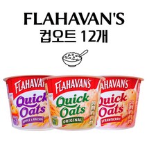 플라하반 오트밀 컵오트 12개 오리지널 딸기 사과&건포도 과일맛 골라담기, 딸기12개