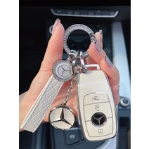 벤츠 C260L C200L E300L E260L A200L GLA GLC GLB GLE 키홀더 키 케이스, A타입 화이트+빅밴드 큐빅링+화이트 큐빅 홀더
