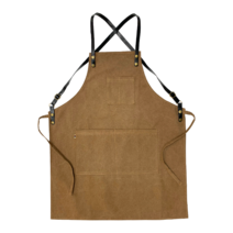 오가닉라이프 캔버스 빅사이즈 앞치마 카페 바리스타 공방 작업용 업소용, 캔버스 가죽끈 빅사이즈 심플 앞치마 (카푸치노)