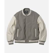 FRIZMWORKS COWHIDE LEATHER VARSITY JACKET LIGHT GRAY