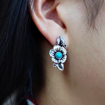 보헤미안풍 로즈 골드 플라워 나뭇잎 귀걸이 빈티지 라임 스톤 귀걸이