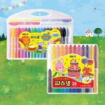 (크레파스 색연필) 아모스 파스넷 색연필 24색+파스넷 크레파스 24색 2개 세트