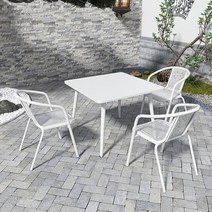 파라솔세트 대형 야외 옥상그늘막 비치 낚시 피크닉 편의점 카페 캠핑 접이식 테라스, 80 화이트 철제 사각 테이블+3 의자