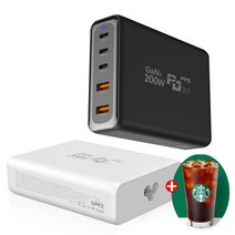 200W GAN2 C타입 PD 접지 고속 멀티 충전기 5포트 아이폰14 Z폴드4 아이패드 맥북 프로 갤럭시북, GAN2MAX220W화이트