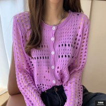 가바바 여성 미디가디건 구멍이 송송 나 있어 유니크한 가디건 G59801
