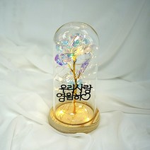 굿라이프 크리스탈 장미 무드등 홀로그램 LED 장미 유리돔 무드등 꽃 우드받침대 어버이날 로즈데이 100일 여자친구 선물 화이트데이 발렌타인데이 기념일 크리스마스 겨울장식, 06. 우리 사랑 영원히