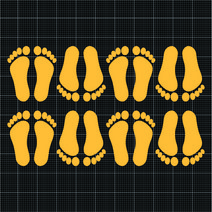 윈스턴 발바닥스티커 발자국 발모양 시트지, 01.발바닥(기본)(ST104), 노란색, 대-8쌍1세트