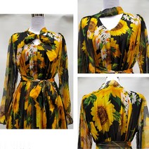 빅사이즈 꽃무늬 원피스 2020 봄 여성 쉬폰 꽃 파티 긴 소매 맥시 드레스 하와이 방콕 플러스 사이즈 비치