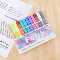 전자칠판 그림그리는패드 형광펜 수용성 분필 전자발광 단어 화이트보드 수성 지울 수 있는 광고판 은색 스크린 유리 글씨 색 볼드 밝다 광각 검정 형광판 특수 컬러 펜, 12색 12팩(8mm) 2세트