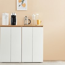 앨빈 수납장 양문 수납 다용도 거실 정수기 받침 낮은 미니 선반 500, 오크화이트