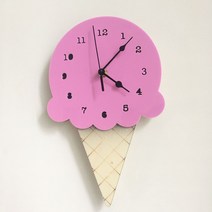 urkoteer 남자아기방꾸미기 아이스크림 아이방벽시계 인테리어 무소음, [보라색]