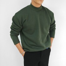 로니제이 남자 오버핏 기본티 목티 특양면 기모 반폴라 긴팔 티셔츠