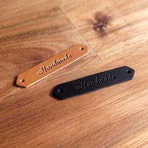 천연가죽 핸드메이드 육각형 라벨 55 x 10 mm 1개입 이태리 베지터블 통가죽, 오렌지