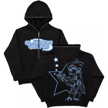 올란도헌터 트럭 rc카 자동차 레트로 스타 레터링 프린트 오버사이즈 후드티 Y2K 스트리트 힙합 컬러 하라주쿠 캐주얼 지퍼 스웨트셔츠 여성용, [02] M, [10] 11