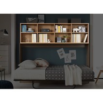 스마트 폴딩베드 월베드 1인용 공간활용 접이식침대 SS+스프링매트리스, 아카시아