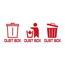 오피스왕국 쓰레기통 그래픽 스티커 dustbox2, 레드