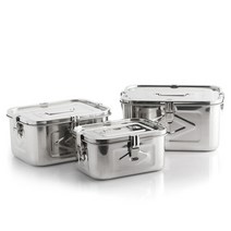 퀸센스 [세신 퀸센스] 올 스테인레스 304 사각 김치통 3종세트 (3L+5L+8L), 스텐레스