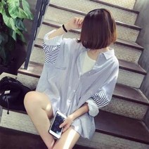 셀러허브(잡화) 여자 봄 여름 데일리 스트라이프 2컬러 남방 셔츠