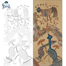 락도 8폭 병풍 민화 도안 본그림 민화그리기 공모전 취미 원데이 수업자료 컬러링 민화본, 락도2, 고급 닥순지, 원본사이즈(추천)