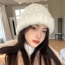 저스트업 여성용 모자 일본 가을 및 겨울용 학생용 귀여운 토끼 양모 니트 콜드 단색