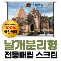 스마트뷰 고급형 전동매립 스크린 설치가 편리한 날개분리형, 100형