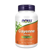 멀티비타민 NOW Supplements Cayenne (Capsicum annuum) 500 mg Herbal Support 250 Veg Capsules