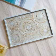 수입 쉘 자개장식 차 트레이 가정용 고급 서빙 쟁반, 드워프 화이트 쉘 30x20x1.5cm