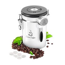 밀폐용기 커피 보관통 용기 Coffee Canister Airtight Container - Stainless Steel Storage for Beans Grounds Tea Su, Large size White, 1개