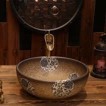 세면볼 탑볼 카운터 분지 세면대 위의 세라믹 세면대 라운드 세면대 욕실 싱크 아트 분지 세면대 작은 집, C형퇴색 및 재생, 1개