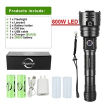 고휘도손전등 초강력led손전등 1000000lm 600w 한 usb 충전 플래시 라이트 12000mah 줌 전술 랜턴 롱 샷, 600w 전자