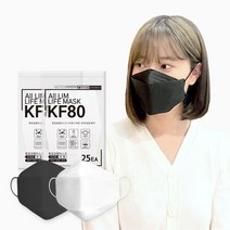 올림생활 황사차단 마스크 대형 KF80 25매입 100매, 블랙