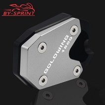 자이로-x 50 고무 패드레이저 로고 오토바이 CNC 킥 스탠드 사이드 확장 패드 혼다 골드윙 1800 GL 2018-2, 03 Silver