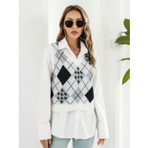 코바늘 조끼 작은아씨들 김고은 니트 흰색 민소매 니트 스웨터 여성 격자